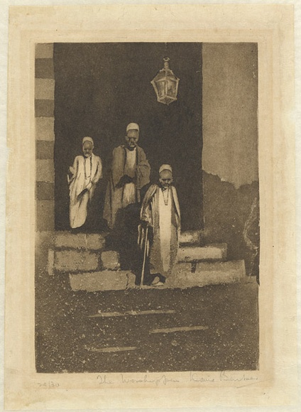 Artist: b'Barker, David.' | Title: b'The worshippers.' | Date: (1919) | Technique: b'aquatint, printed in brown ink, from one plate' Artist: b'Barker, David.' | Title: b'The worshippers.' | Date: (1919) | Technique: b'aquatint, printed in brown ink, from one plate'