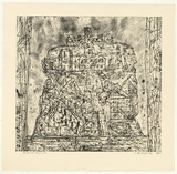 Artist: Senbergs, Jan. | Title: Buggered ziggurat | Date: 1992 | Technique: etching, printed in black ink, from one plate | Copyright: © Jan Senbergs