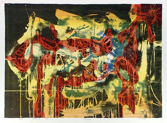 Artist: b'WICKS, Arthur' | Title: b'Genesis' | Date: 1966 | Technique: b'screenprint, printed in colour, from multiple stencils'