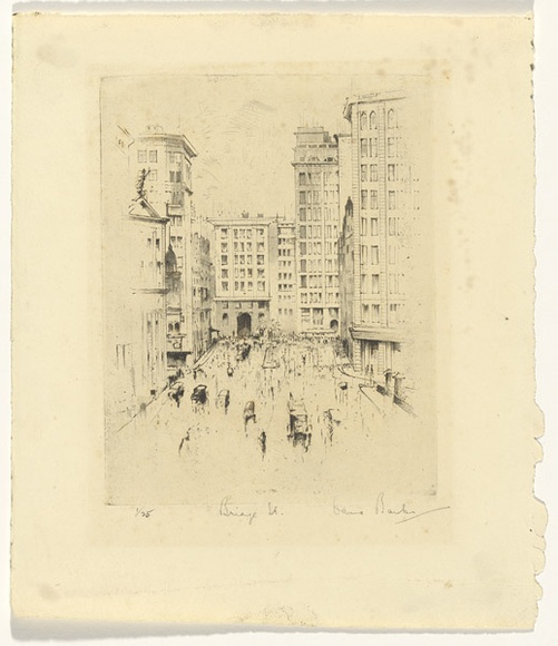 Artist: b'Barker, David.' | Title: b'Bridge Street.' | Date: (1930) | Technique: b'drypoint, printed in black ink, from one plate' Artist: b'Barker, David.' | Title: b'Bridge Street.' | Date: (1930) | Technique: b'drypoint, printed in black ink, from one plate'