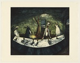 Artist: Shead, Garry. | Title: Supper | Date: 1995-96 | Technique: etching, printed in blue-black, yellow, red and blue inks, from multiple plates | Copyright: © Garry Shead