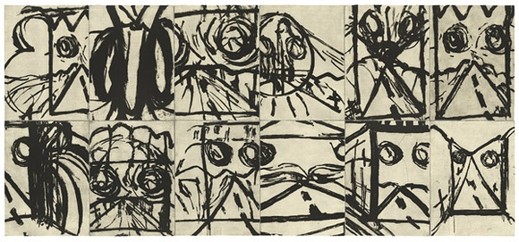 Artist: b'PARR, Mike' | Title: b'Opic Iland.' | Date: 1989 | Technique: b'lift ground aquatints, printed in black ink, each from one copper plate' Artist: b'PARR, Mike' | Title: b'Opic Iland.' | Date: 1989 | Technique: b'lift ground aquatints, printed in black ink, each from one copper plate'
