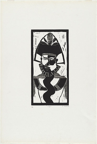 Artist: b'Meeks, Arone Raymond.' | Title: b'Tiwi' | Date: 1984 | Technique: b'linocut, printed in black ink, from one block' Artist: b'Meeks, Arone Raymond.' | Title: b'Tiwi' | Date: 1984 | Technique: b'linocut, printed in black ink, from one block'