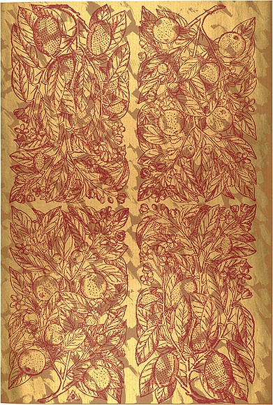 Artist: b'REDBACK GRAPHIX' | Title: b'Wrapping paper: Gold' | Date: 1986 | Technique: b'screenprint, printed in colour, from three stencils' Artist: b'REDBACK GRAPHIX' | Title: b'Wrapping paper: Gold' | Date: 1986 | Technique: b'screenprint, printed in colour, from three stencils'