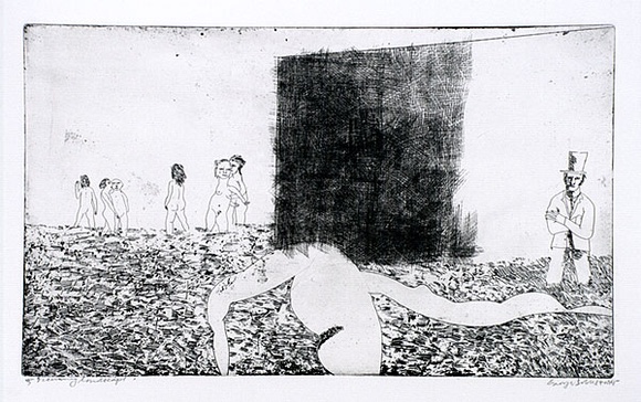 Artist: b'BALDESSIN, George' | Title: b'Recurring landscape.' | Date: 1965 | Technique: b'etching, printed inblack ink, from one plate' Artist: b'BALDESSIN, George' | Title: b'Recurring landscape.' | Date: 1965 | Technique: b'etching, printed inblack ink, from one plate'