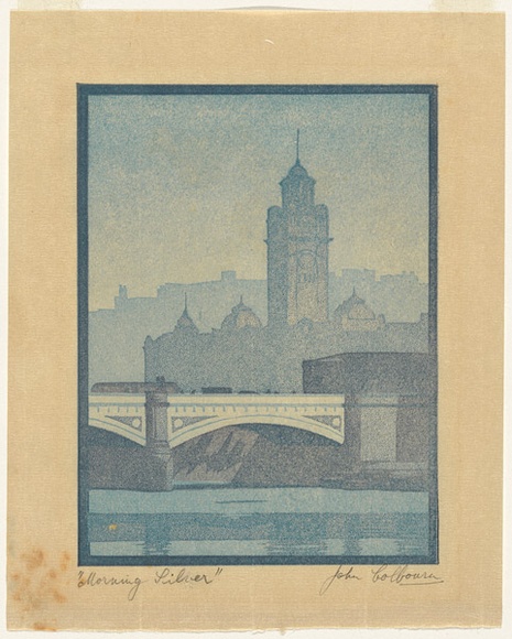 Artist: b'Colbourn, John.' | Title: b'Morning silver.' | Date: c.1942 | Technique: b'linocut, printed in colour, from multiple blocks' Artist: b'Colbourn, John.' | Title: b'Morning silver.' | Date: c.1942 | Technique: b'linocut, printed in colour, from multiple blocks'