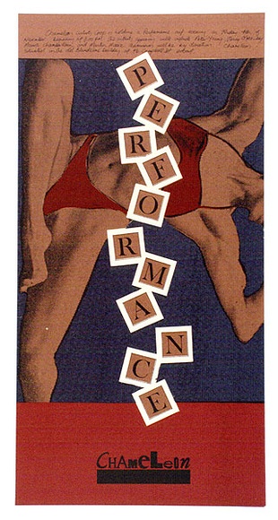 Artist: b'Warner, Lynda.' | Title: b'Performance: Chameleon.' | Date: 1983 | Technique: b'screenprint, printed in colour, from three stencils' Artist: b'Warner, Lynda.' | Title: b'Performance: Chameleon.' | Date: 1983 | Technique: b'screenprint, printed in colour, from three stencils'