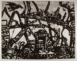 Artist: Senbergs, Jan. | Title: Urban garden | Date: 1992 | Technique: etching, printed in black ink, from one plate | Copyright: © Jan Senbergs