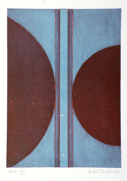 Artist: b'WICKS, Arthur' | Title: b'Bluebird' | Date: 1967 | Technique: b'etching and aquatint, printed in colour, from one plate' Artist: b'WICKS, Arthur' | Title: b'Bluebird' | Date: 1967 | Technique: b'etching and aquatint, printed in colour, from one plate'