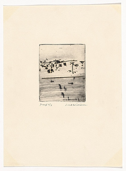 Artist: b'WILLIAMS, Fred' | Title: b'Hunter landscape' | Date: 1970 | Technique: b'etching, electric engraving tool and scraper, printed in black ink, from one zinc plate' | Copyright: b'\xc2\xa9 Fred Williams Estate' Artist: b'WILLIAMS, Fred' | Title: b'Hunter landscape' | Date: 1970 | Technique: b'etching, electric engraving tool and scraper, printed in black ink, from one zinc plate' | Copyright: b'\xc2\xa9 Fred Williams Estate'