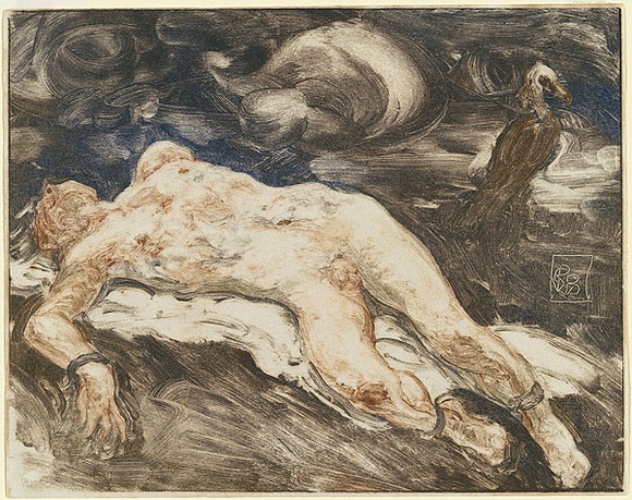 Artist: b'BUNNY, Rupert' | Title: b'(Prometheus).' | Date: c.1898 | Technique: b'monotype, printed in colour, from one zinc plate' Artist: b'BUNNY, Rupert' | Title: b'(Prometheus).' | Date: c.1898 | Technique: b'monotype, printed in colour, from one zinc plate'