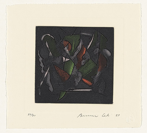 Title: not titled [limited edition abstract etching and aquatint] | Date: 1987 | Technique: etching and aquatint, printed in colour, from multiple plates