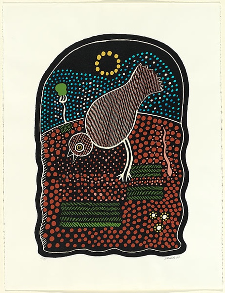 Artist: b'Nickolls, Trevor.' | Title: b'not titled' | Date: 1987 | Technique: b'screenprint, printed in colour, from multiple stencils' | Copyright: b'\xc2\xa9 Trevor Nickolls. Licensed by VISCOPY, Australia' Artist: b'Nickolls, Trevor.' | Title: b'not titled' | Date: 1987 | Technique: b'screenprint, printed in colour, from multiple stencils' | Copyright: b'\xc2\xa9 Trevor Nickolls. Licensed by VISCOPY, Australia'