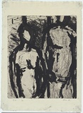 Artist: MADDOCK, Bea | Title: Model and a cast | Date: 1960 | Technique: hardgound etching, softground etching and sugar-lift aquatint, printed in black ink, from one zinc plate