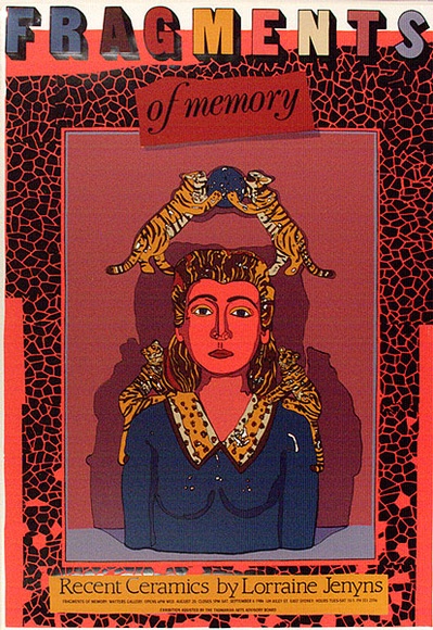 Artist: b'ARNOLD, Raymond' | Title: b'Fragments of memory: Recent ceramics by Lorraine Jenyns, Watters Gallery.' | Date: 1986 | Technique: b'screenprint, printed in colour, from eight stencils'