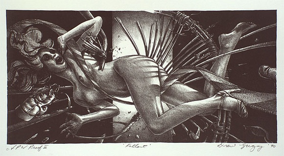 Artist: b'Gregory, Drew.' | Title: b'Fall out' | Date: 1990 | Technique: b'lithograph, printed in black ink, from one stone' Artist: b'Gregory, Drew.' | Title: b'Fall out' | Date: 1990 | Technique: b'lithograph, printed in black ink, from one stone'