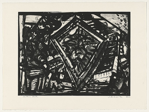 Artist: b'Senbergs, Jan.' | Title: b'Southern bluster' | Date: 1992 | Technique: b'etching, printed in black ink, from one plate' | Copyright: b'\xc2\xa9 Jan Senbergs' Artist: b'Senbergs, Jan.' | Title: b'Southern bluster' | Date: 1992 | Technique: b'etching, printed in black ink, from one plate' | Copyright: b'\xc2\xa9 Jan Senbergs'