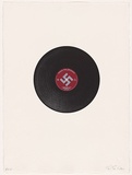 Artist: b'SAINT, Paul' | Title: bIf drinking don't kill me (her memory will) - George Jones. | Date: 2001 | Technique: b'relief print of a record and screenprint, printed in colour, from one record and two stencils'