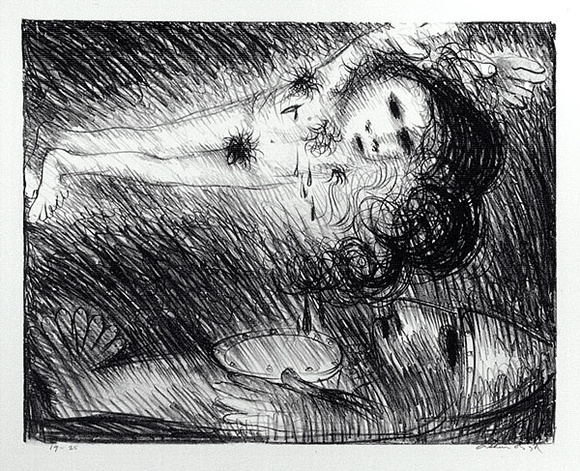 Artist: b'BOYD, Arthur' | Title: b'St Francis with the stigmata appearing to the Pope.' | Date: (1965) | Technique: b'lithograph, printed in black ink, from one plate' | Copyright: b'Reproduced with permission of Bundanon Trust' Artist: b'BOYD, Arthur' | Title: b'St Francis with the stigmata appearing to the Pope.' | Date: (1965) | Technique: b'lithograph, printed in black ink, from one plate' | Copyright: b'Reproduced with permission of Bundanon Trust'