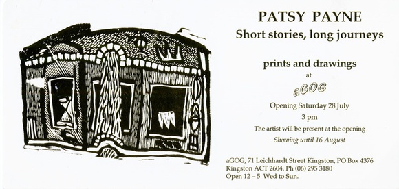 Patsy Payne: Short stories, long journeys, prints and pantings. Patsy Payne: Short stories, long journeys, prints and pantings.
