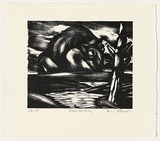 Artist: b'AMOR, Rick' | Title: b'Pre-history.' | Date: 1998 | Technique: b'woodcut, printed in black ink, from one block'