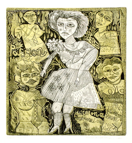 Artist: b'HANRAHAN, Barbara' | Title: b'Passion house' | Date: 1983 | Technique: b'etching and drypoint, printed in black ink with plate-tone, from one plate'