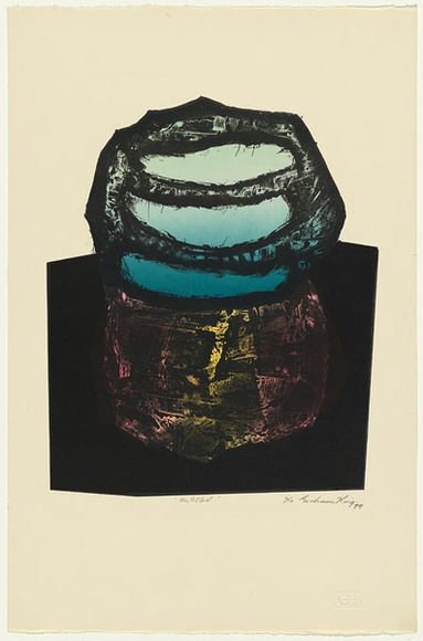 Artist: b'King, Grahame.' | Title: b'not titled' | Date: 1979 | Technique: b'lithograph, printed in colour, from four stones [or plates]'
