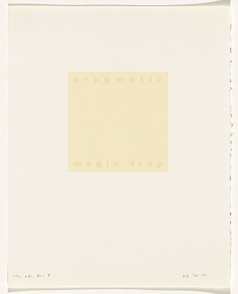 Artist: b'Burgess, Peter.' | Title: b'pragmatic: magic trap.' | Date: 2001 | Technique: b'computer generated inkjet prints, printed in colour, from digital files'