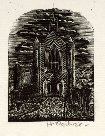 Artist: b'OGILVIE, Helen' | Title: b'College idyll.' | Date: (1953) | Technique: b'wood-engraving, printed in black ink, from one block' Artist: b'OGILVIE, Helen' | Title: b'College idyll.' | Date: (1953) | Technique: b'wood-engraving, printed in black ink, from one block'