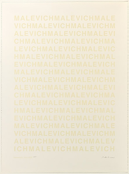 Artist: b'PARR, Mike' | Title: b'Malewitsch 2002.' | Date: 2002 | Technique: b'screenprint, printed in light gold ink, from one stencil'