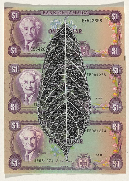 Artist: b'HALL, Fiona' | Title: b'Annona muricata - Soursop (Jamaican currency)' | Date: 2000 - 2002 | Technique: b'gouache' | Copyright: b'\xc2\xa9 Fiona Hall' Artist: b'HALL, Fiona' | Title: b'Annona muricata - Soursop (Jamaican currency)' | Date: 2000 - 2002 | Technique: b'gouache' | Copyright: b'\xc2\xa9 Fiona Hall'