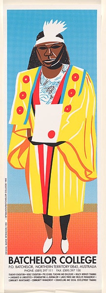 Artist: b'McMahon, Marie.' | Title: b'Batchelor College (female graduate) one in a series of 4' | Date: 1992 | Technique: b'screenprint, printed in colour, from five stencils' | Copyright: b'\xc2\xa9 Marie McMahon. Licensed by VISCOPY, Australia' Artist: b'McMahon, Marie.' | Title: b'Batchelor College (female graduate) one in a series of 4' | Date: 1992 | Technique: b'screenprint, printed in colour, from five stencils' | Copyright: b'\xc2\xa9 Marie McMahon. Licensed by VISCOPY, Australia'