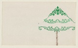 Title: Card: Christmas tree | Technique: screenprint, printed in green and gold, from two stencils