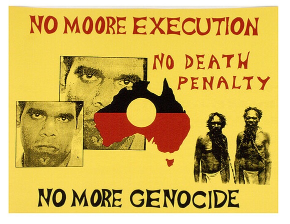 Artist: b'Black Cat Collective.' | Title: b'No more execution, no death penalty, no more genocide' | Date: 1988 | Technique: b'screenprint, printed in colour, from multiple stencils' Artist: b'Black Cat Collective.' | Title: b'No more execution, no death penalty, no more genocide' | Date: 1988 | Technique: b'screenprint, printed in colour, from multiple stencils'