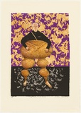 Artist: Robinson, William. | Title: Self portrait with basket | Date: 2004 | Technique: lithograph, printed in colour, from multiple stones
