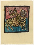 Artist: HANRAHAN, Barbara | Title: Tyger! Tyger! | Date: 1962 | Technique: linocut, printed in black ink, from one block