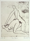 Artist: Fransella, Graham. | Title: Two figures | Date: 1992 | Technique: softground etching, printed in black ink, from one plate | Copyright: Courtesy of the artist