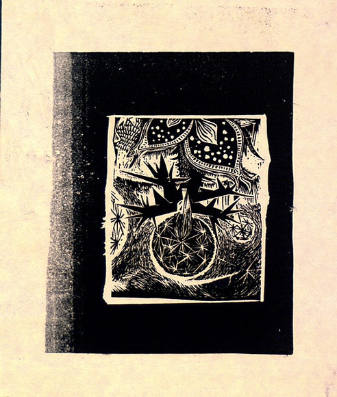 Artist: b'Adams, Tate.' | Title: b'(Abstract).' | Date: c.1960 | Technique: b'woodcut, printed in black ink, from one block' Artist: b'Adams, Tate.' | Title: b'(Abstract).' | Date: c.1960 | Technique: b'woodcut, printed in black ink, from one block'