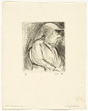 Artist: WALKER, Murray | Title: Old Mears with cap | Date: 1961 | Technique: drypoint, printed in black ink, from one plate