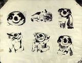 Artist: French, Len. | Title: (Cyclops head and raised hoof). | Technique: lithograph, printed in black ink, from one plate | Copyright: © Leonard French. Licensed by VISCOPY, Australia