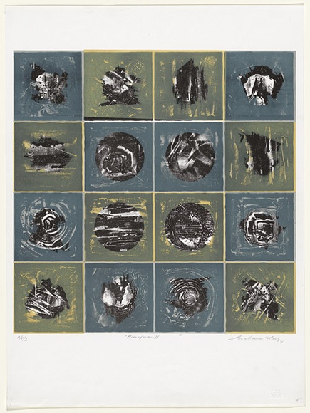 Artist: b'King, Grahame.' | Title: b'Microform II' | Date: 1971 | Technique: b'lithograph, printed in colour, from three stones [or plates]'