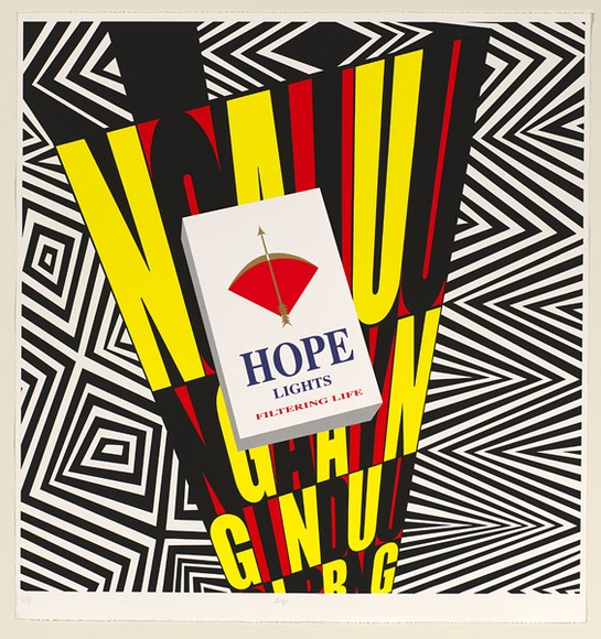 Artist: b'Andrew, Brook.' | Title: b'Peace, the man and hope [D- Hope]' | Date: 2005 | Technique: b'screenprint, printed in colour, from four stencils on pack, two with variations on background'
