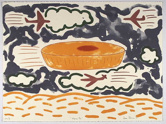 Artist: b'Bowen, Dean.' | Title: b'Flying pie' | Date: 1991 | Technique: b'lithograph, printed in colour, from multiple stones' Artist: b'Bowen, Dean.' | Title: b'Flying pie' | Date: 1991 | Technique: b'lithograph, printed in colour, from multiple stones'