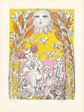 Artist: Mora, Mirka. | Title: Á Preshil | Date: 1996, February - March | Technique: lithograph, printed in pink, yellow and black ink, from multiple stones | Copyright: © Mirka Mora