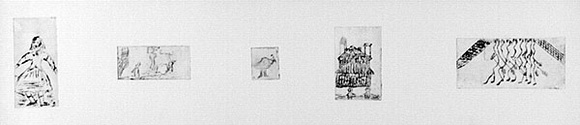 Artist: b'Shearer, Mitzi.' | Title: b'not titled [Five small pictures]' | Technique: b'etching, drypoint printed in black ink with plate-tone, from five plates'