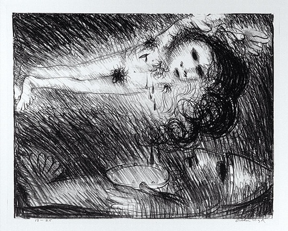 Artist: b'BOYD, Arthur' | Title: b'St Francis with the stigmata appearing to the Pope.' | Date: (1965) | Technique: b'lithograph, printed in black ink, from one plate' | Copyright: b'Reproduced with permission of Bundanon Trust' Artist: b'BOYD, Arthur' | Title: b'St Francis with the stigmata appearing to the Pope.' | Date: (1965) | Technique: b'lithograph, printed in black ink, from one plate' | Copyright: b'Reproduced with permission of Bundanon Trust'