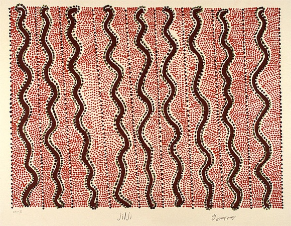 Artist: b'Ngarraija, Tommy May.' | Title: b'Jilji' | Date: 1995, November | Technique: b'lithograph, printed in colour, from four stones'