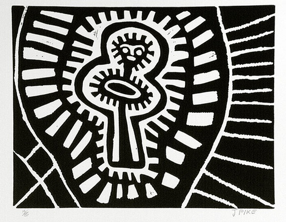 Artist: b'Pike, Jimmy.' | Title: b'Japingka - Dreamtime Story 2' | Date: 1985 | Technique: b'screenprint, printed in black ink, from one stencil' Artist: b'Pike, Jimmy.' | Title: b'Japingka - Dreamtime Story 2' | Date: 1985 | Technique: b'screenprint, printed in black ink, from one stencil'
