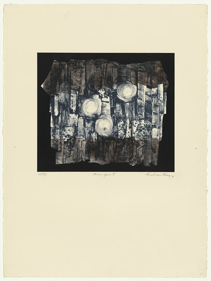 Artist: b'King, Grahame.' | Title: b'Microform V' | Date: 1971 | Technique: b'lithograph, printed in colour, from three stones [or plates]'