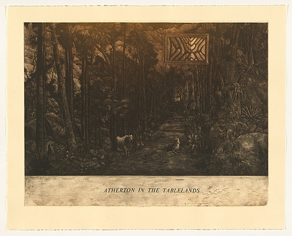Artist: b'Mellor, Danie.' | Title: b'Atherton in the Tablelands' | Date: 2000 | Technique: b'mezzotint, printed in brown ink, from one plate' Artist: b'Mellor, Danie.' | Title: b'Atherton in the Tablelands' | Date: 2000 | Technique: b'mezzotint, printed in brown ink, from one plate'
